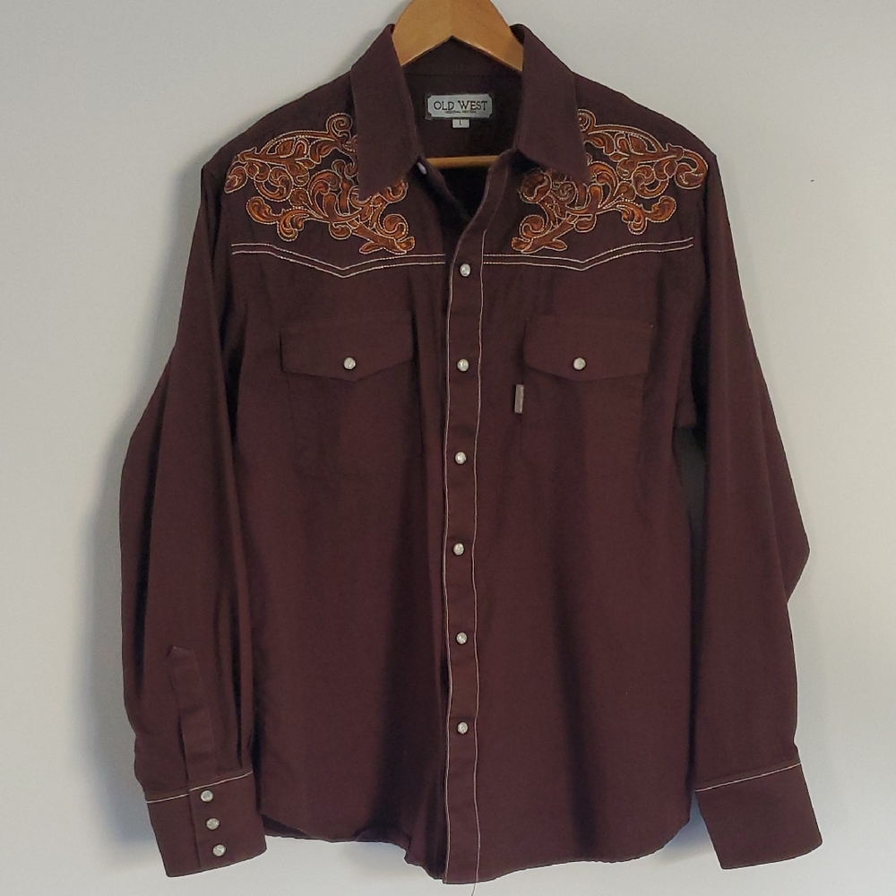 Old West  Brown Embroidered Shirt